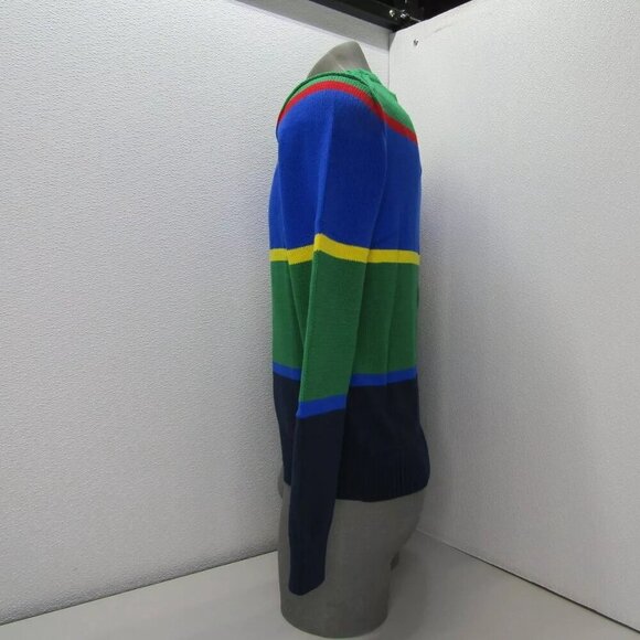 NEW POLO RALPH LAUREN Mens Sweater Green/Multi Striped Cotton Crewneck Size S - Picture 4 of 9